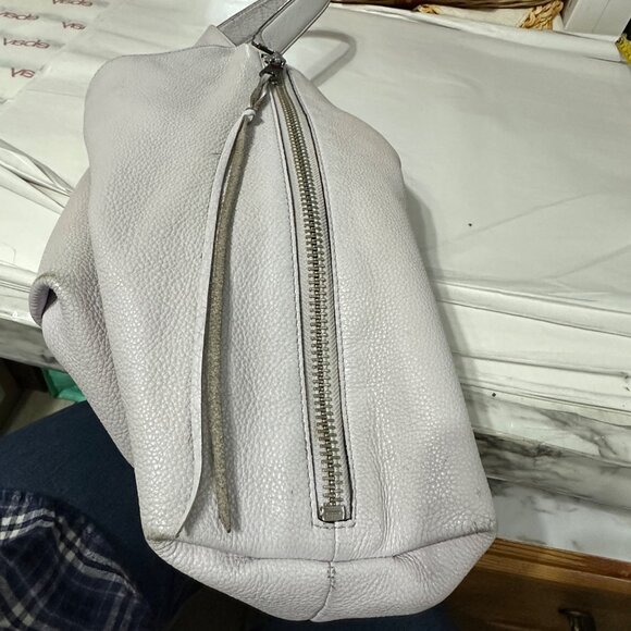 Rebecca Minkoff Bryn light lavender leather zip outer side pockets Boho satchel - Picture 8 of 15